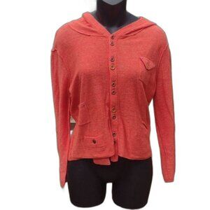 Anthropologie Cartonnier Orange Hooded Cardigan Size Large